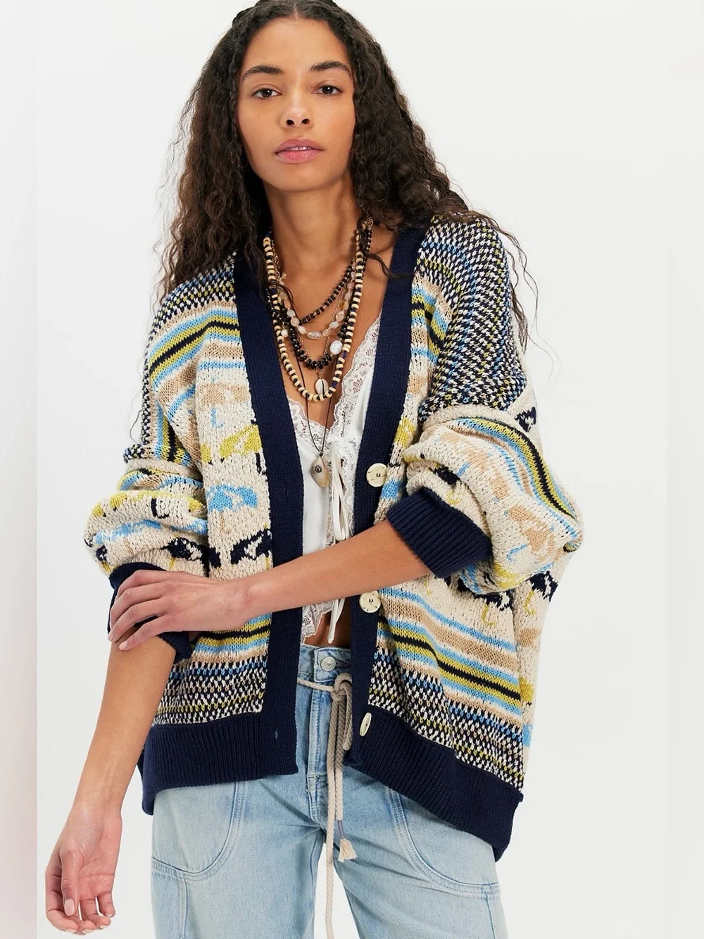 We The Free by FREE PEOPLE Women’s ☂️ Umbrella Day Cardigan Medium Multi Color